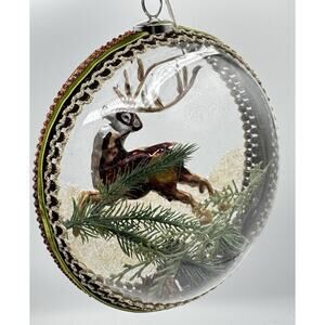 Trimsetter Glass Ornament Woodland Deer 6 Inch Large Velvet Trim Nature Dillards